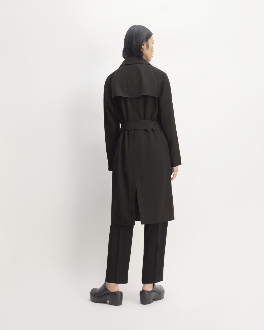 Gabardina moderna de lana italiana | Negro