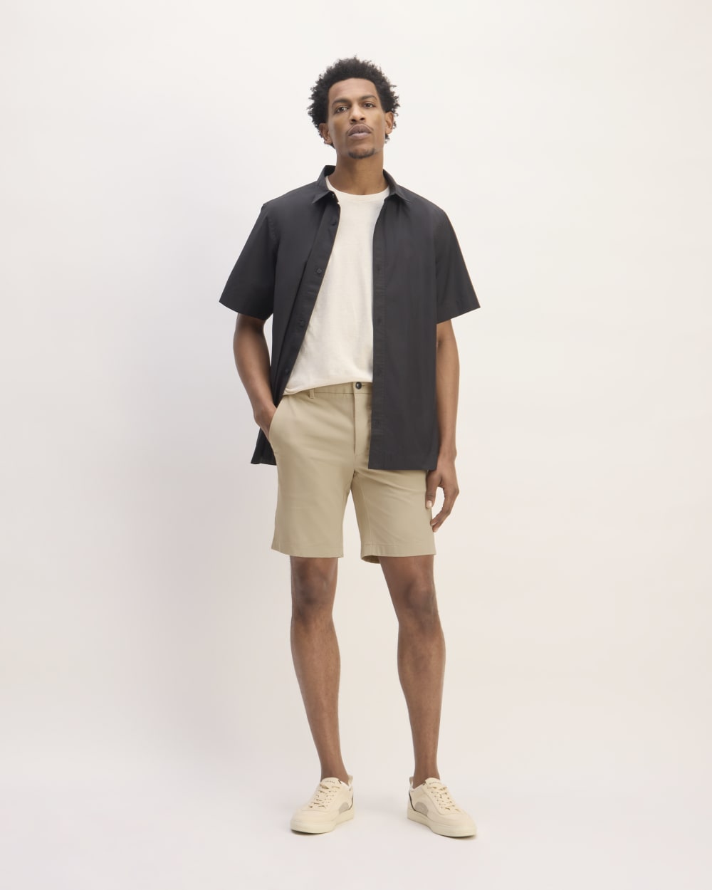 Pantalón corto chino ajustado de 9 pulgadas | Gabardina caqui