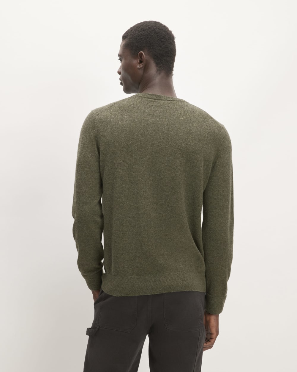 El jersey de cachemira de primera calidad | Verde militar jaspeado