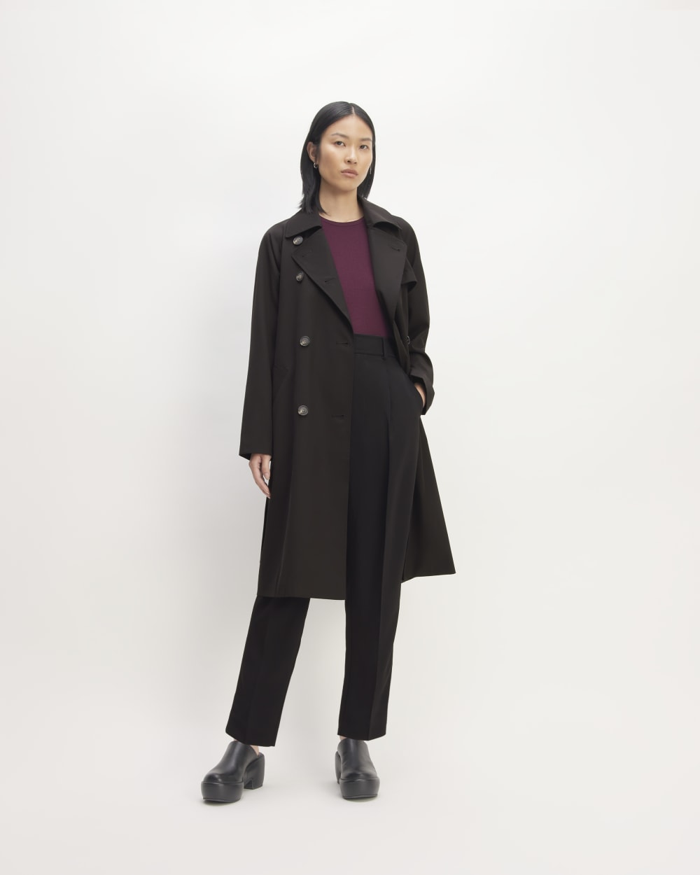 Gabardina moderna de lana italiana | Negro