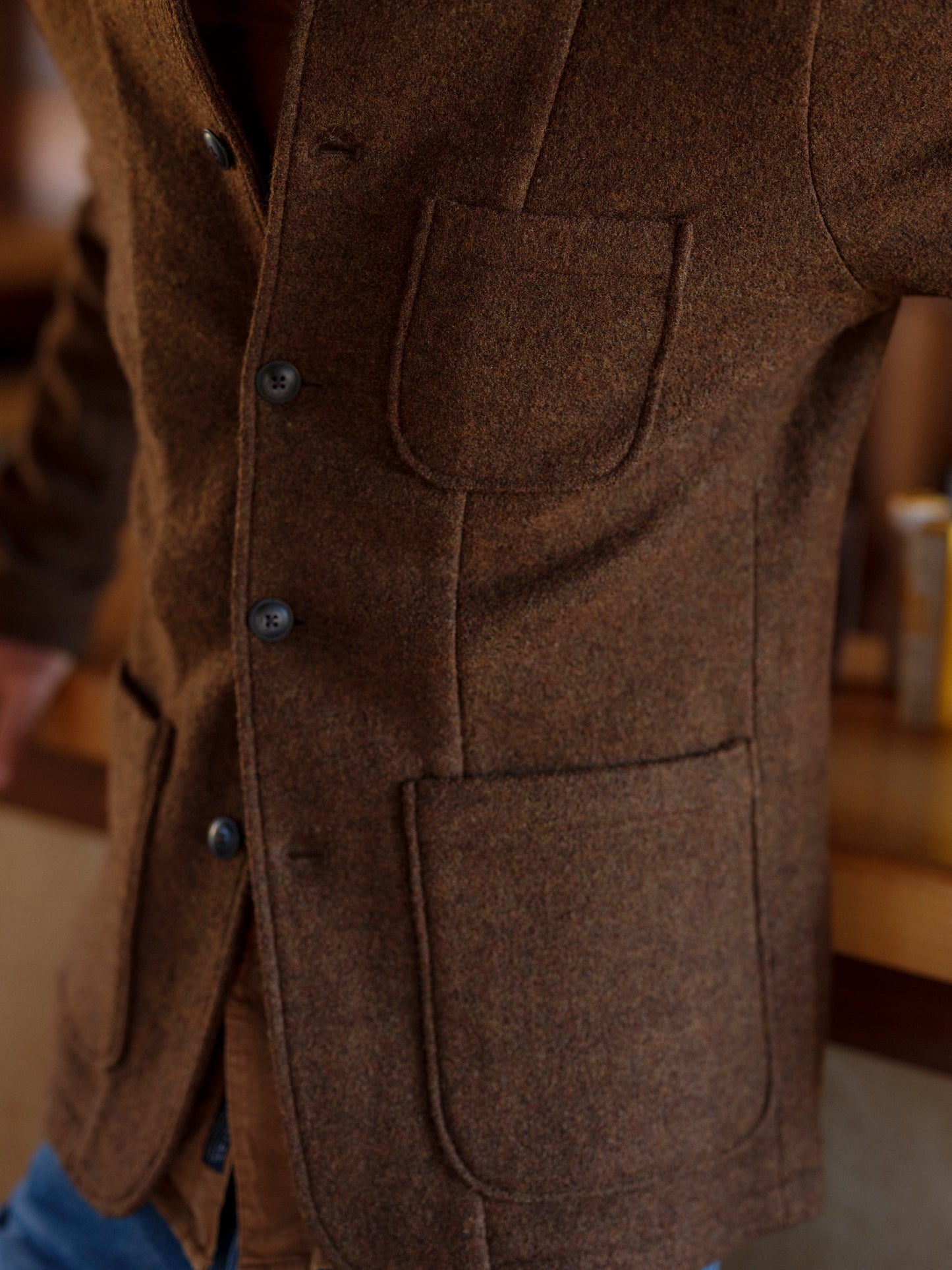 Blazer de lana tejida Burnham – Marrón tweed.