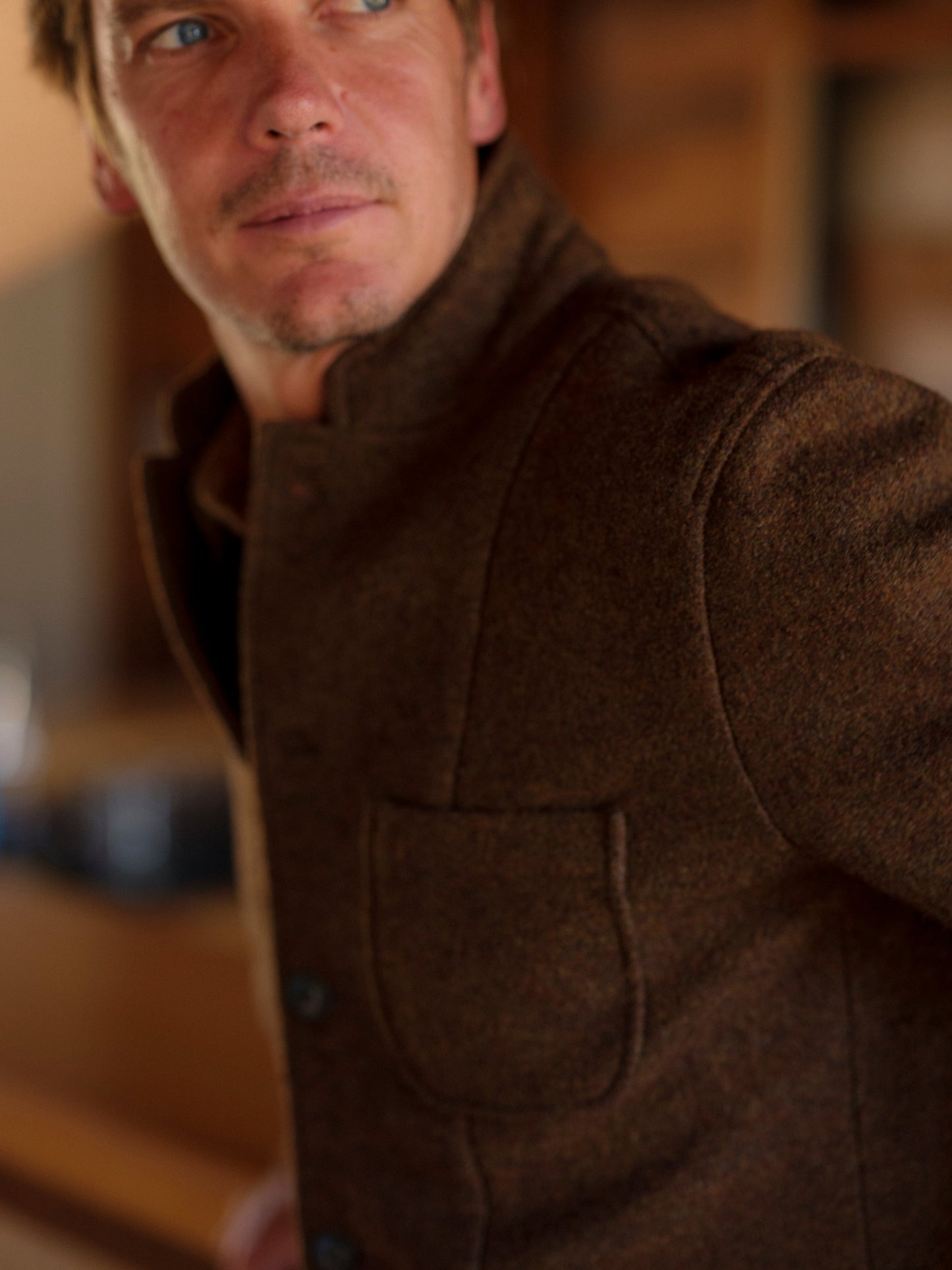 Blazer de lana tejida Burnham – Marrón tweed.