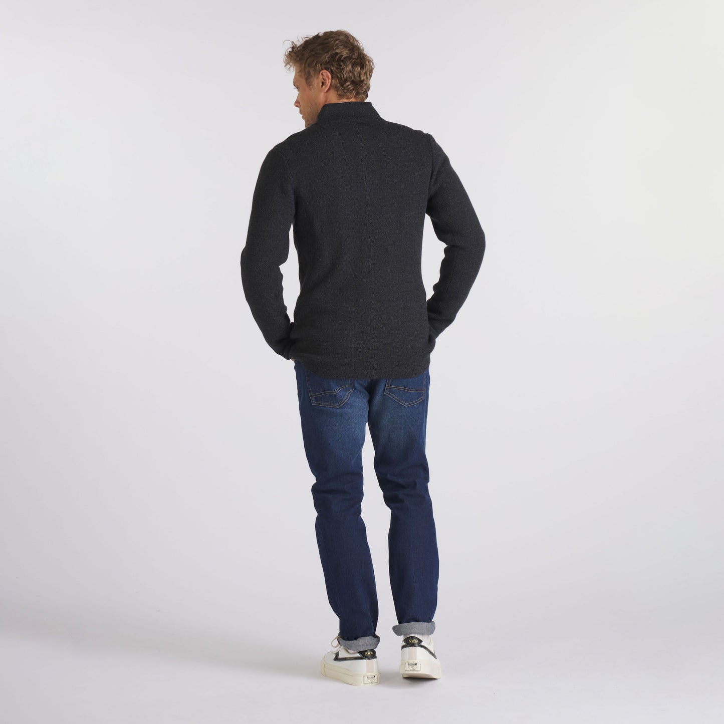 Nelson Jacquard Swacket – Gris carbón jaspeado.