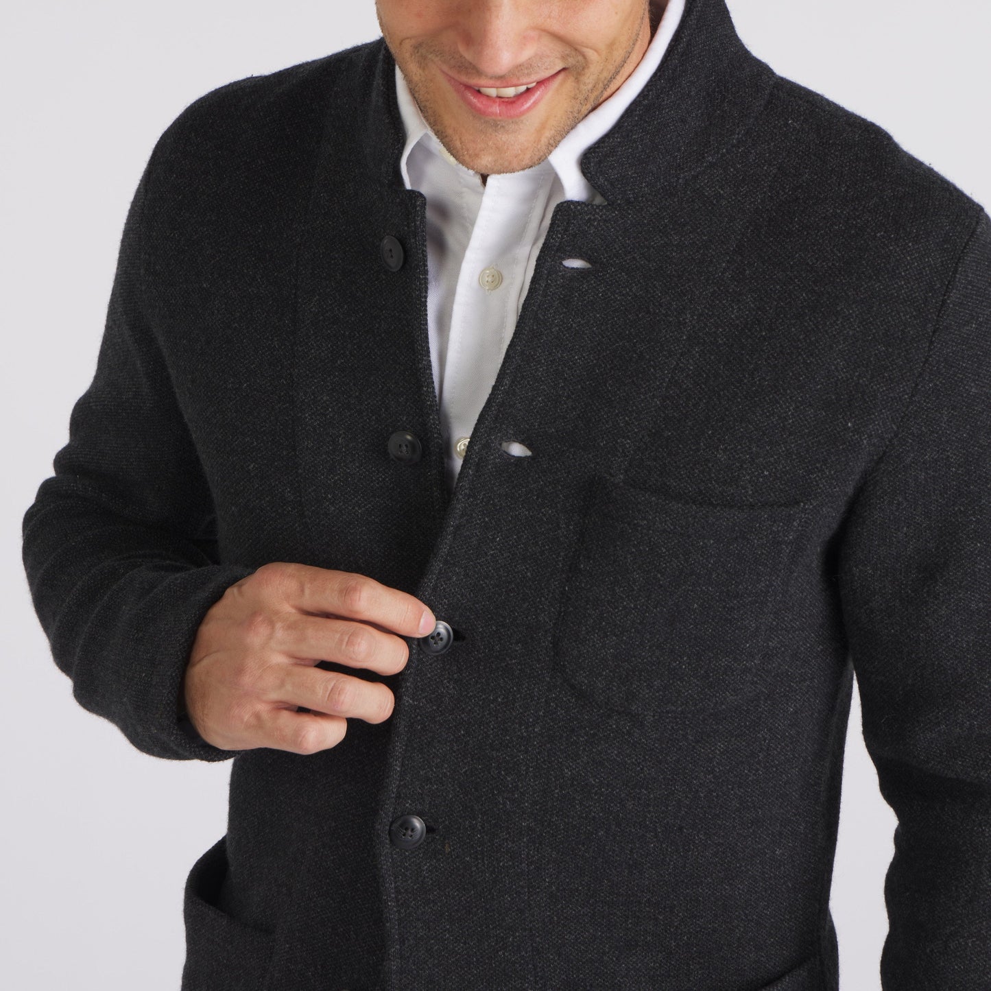 Nelson Jacquard Swacket – Gris carbón jaspeado.