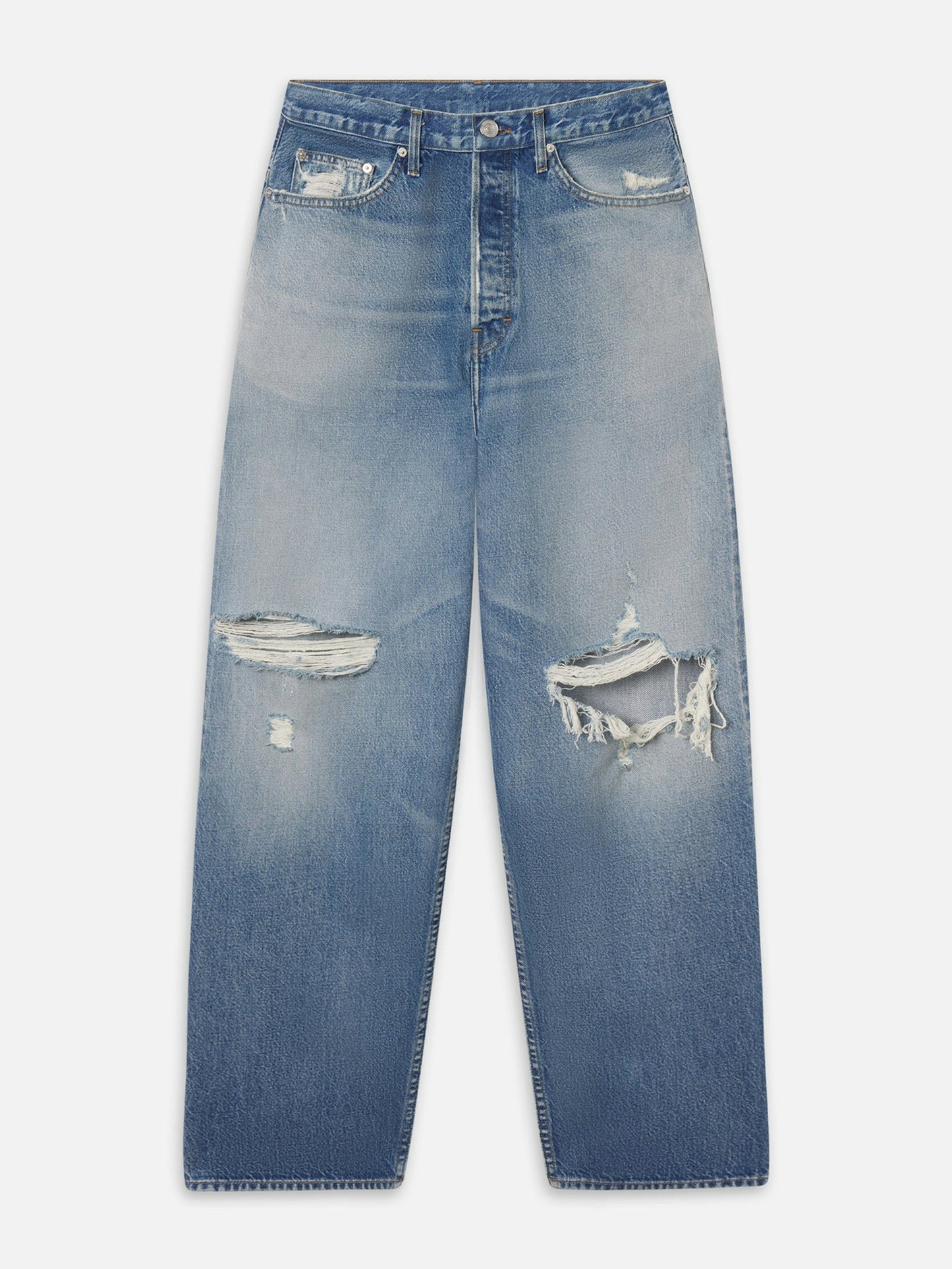 Jeans anchos — Desgaste natural.
