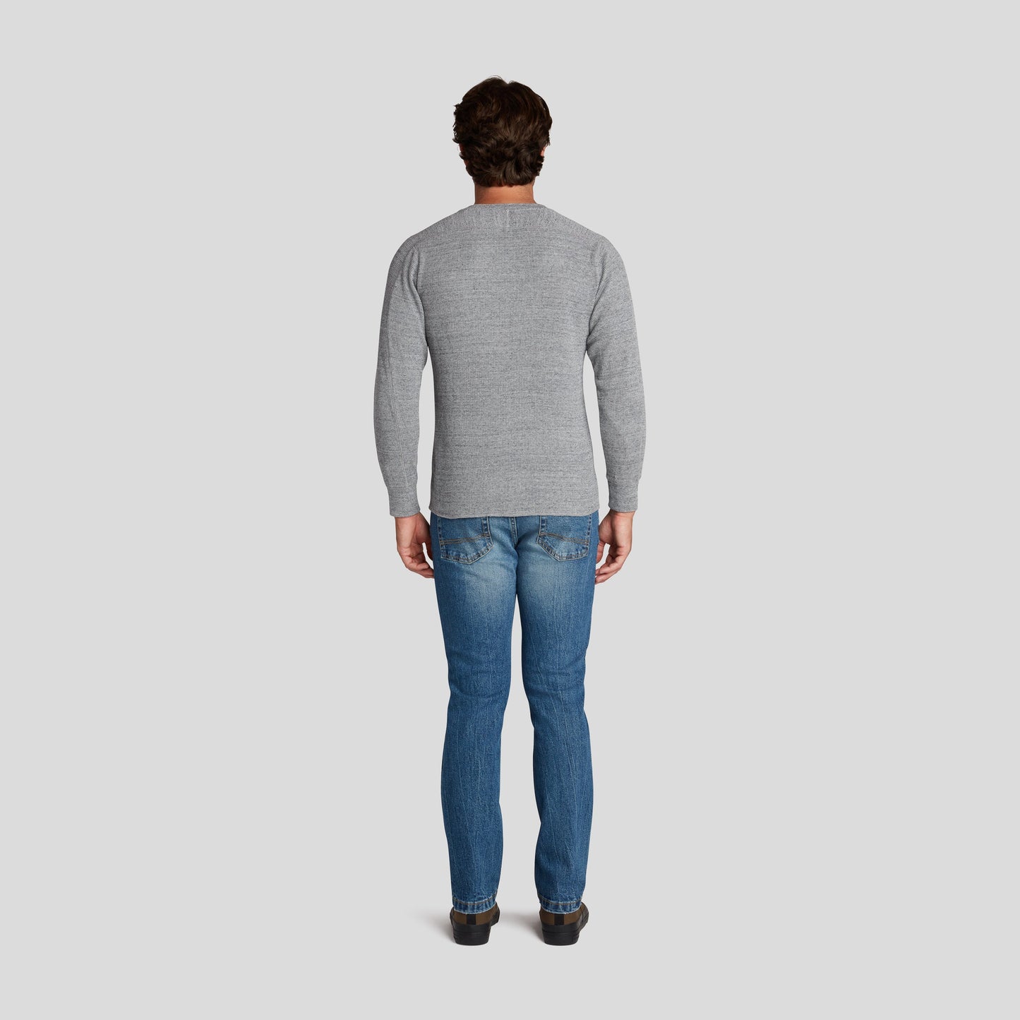 Nuevo suéter tipo waffle Spencer – Gris jaspeado.
