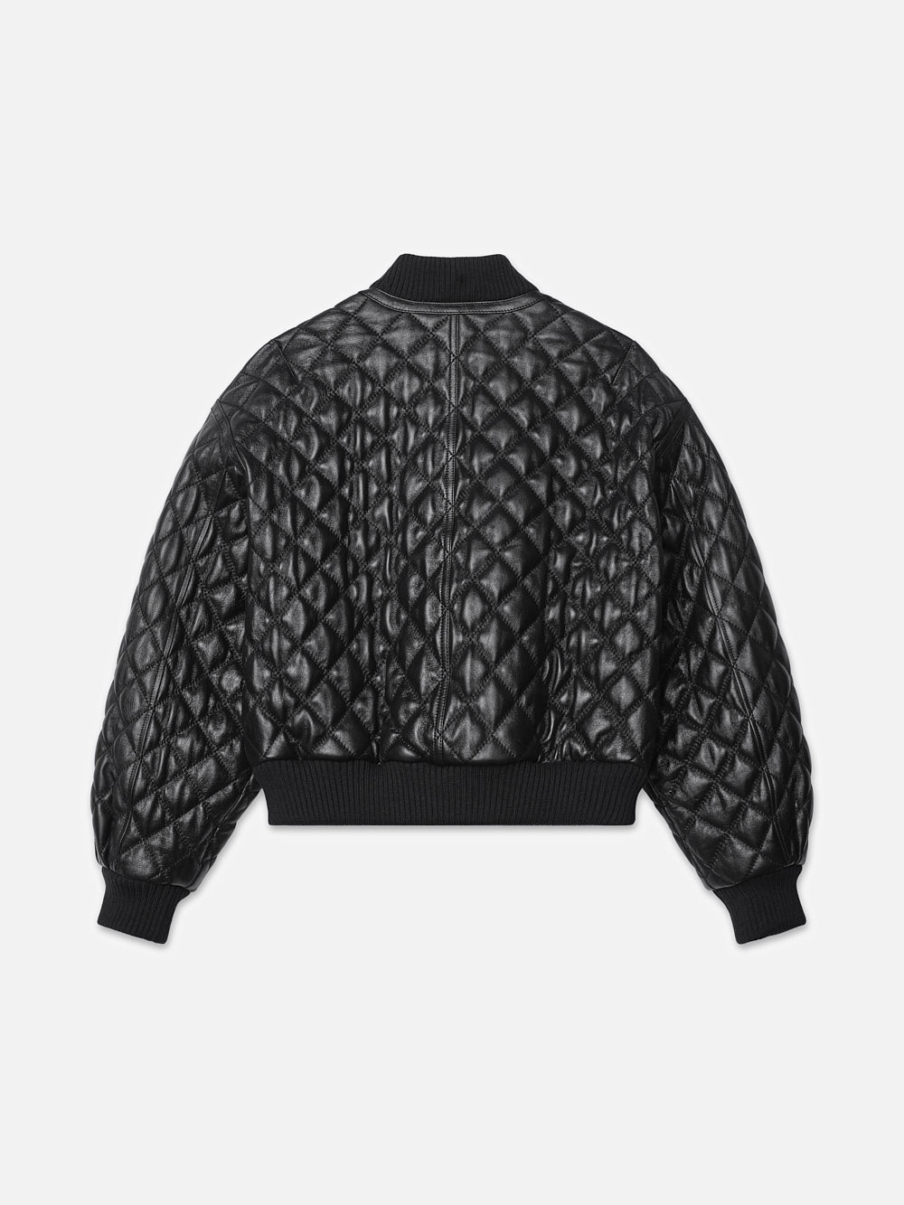 Bomber acolchada de cuero para mujer Ritz — Negro.