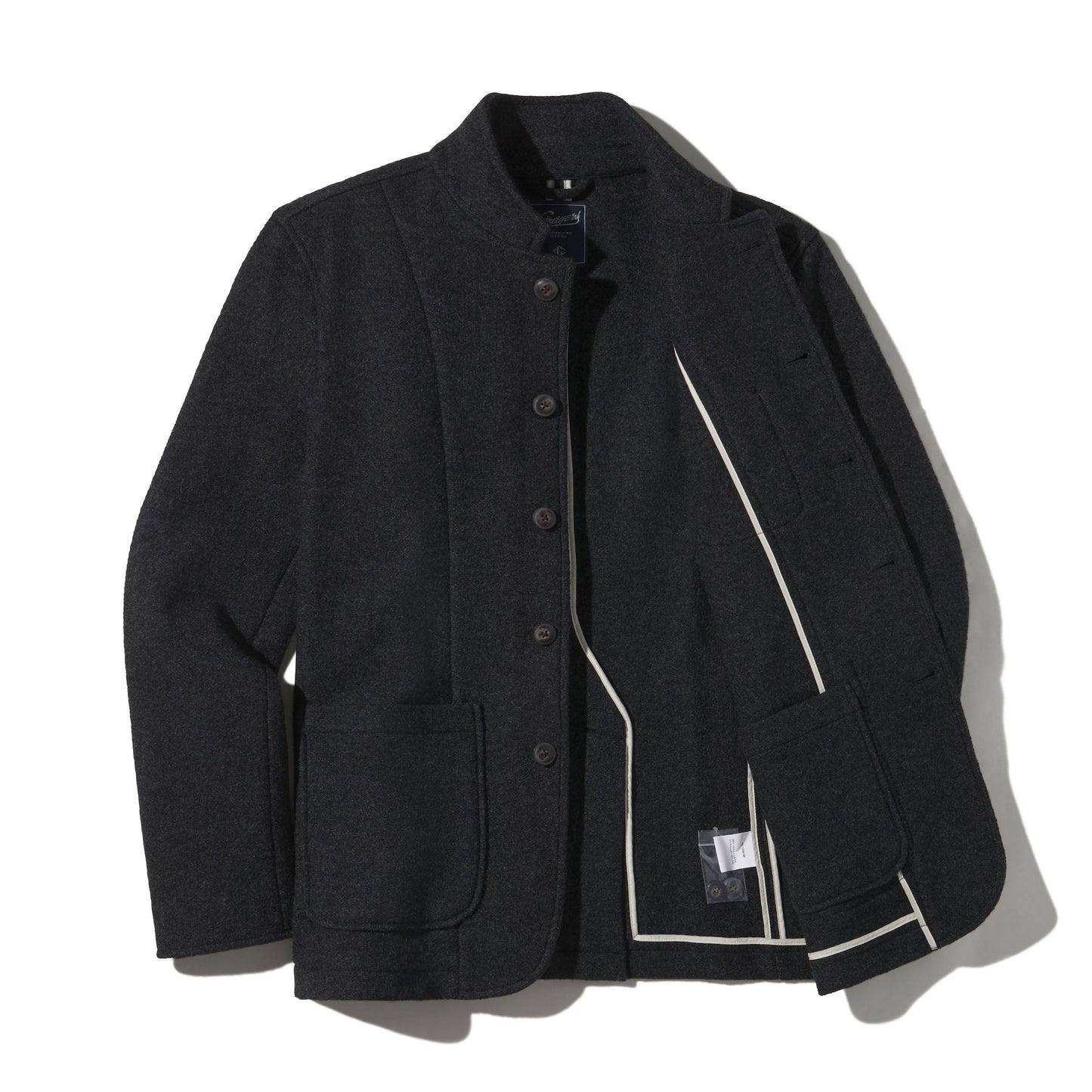 Blazer de lana tejida Burnham – Gris carbón.