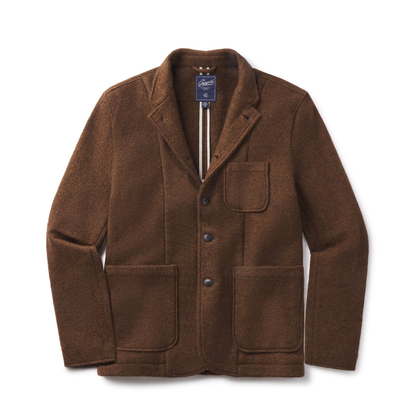 Blazer de lana tejida Burnham – Marrón tweed.