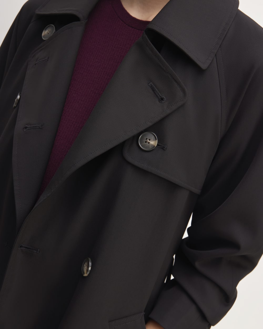 Gabardina moderna de lana italiana | Negro
