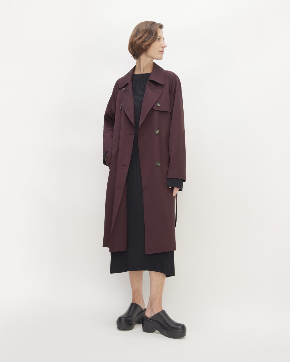 Gabardina moderna de lana italiana | Burdeos