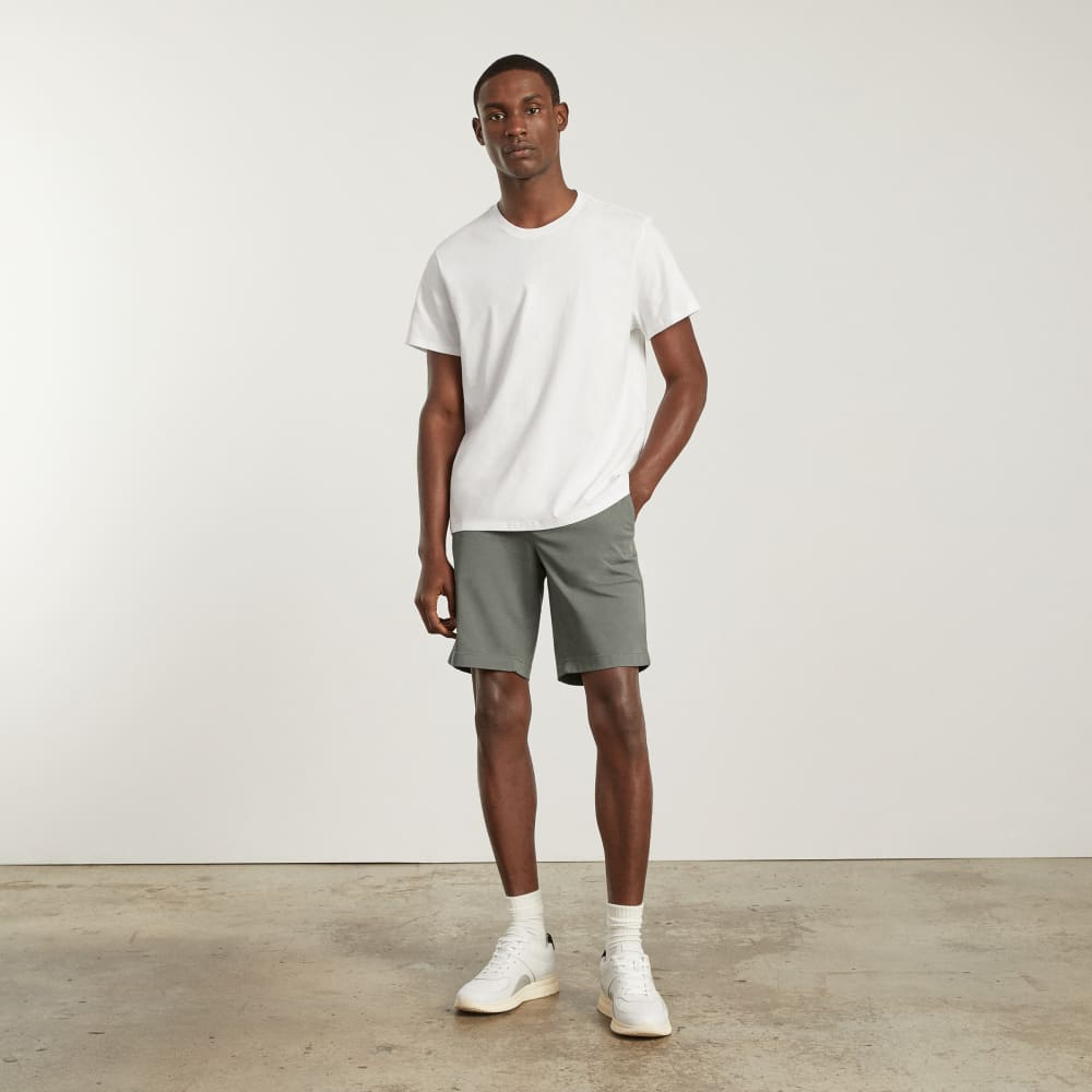 Pantalón corto chino ajustado de alto rendimiento de 9 pulgadas | Verde peltre