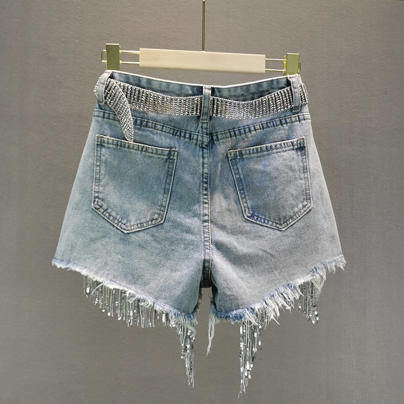 Pantalones cortos vaqueros con flecos Luisa