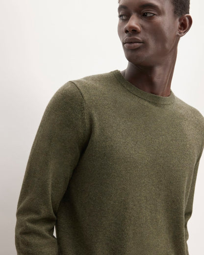 El jersey de cachemira de primera calidad | Verde militar jaspeado