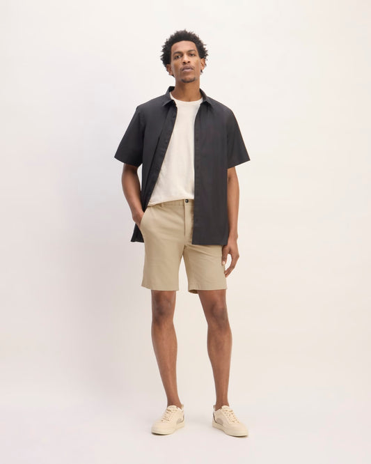 Pantalón corto chino ajustado de 9 pulgadas | Gabardina caqui