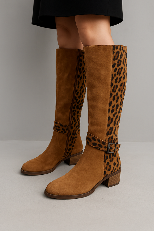 Botas de montar con estampado de leopardo