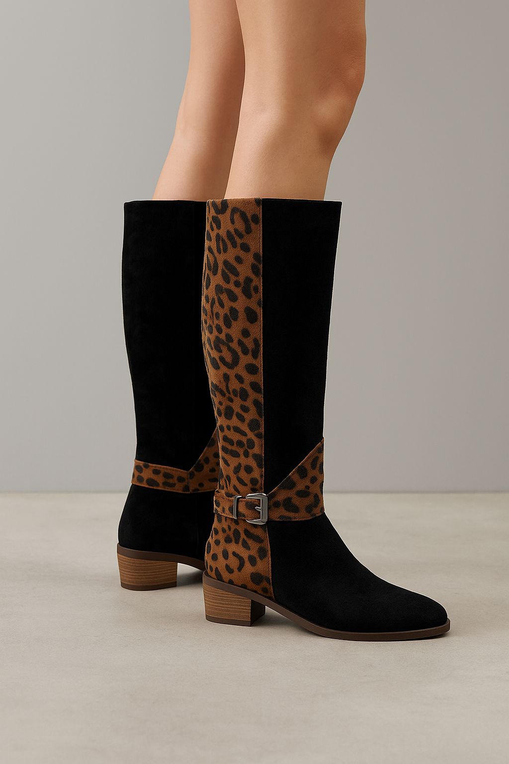 Botas de montar con estampado de leopardo