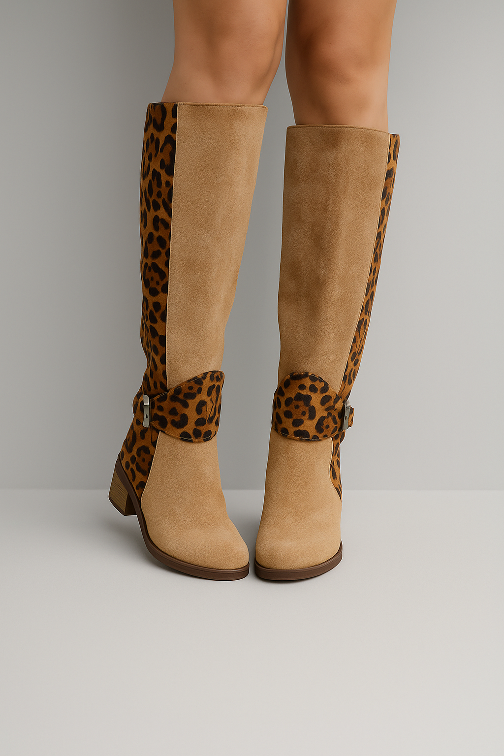 Botas de montar con estampado de leopardo