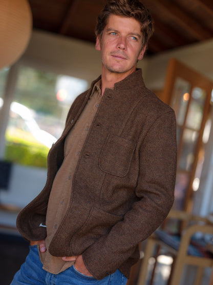 Blazer de lana tejida Burnham – Marrón tweed.