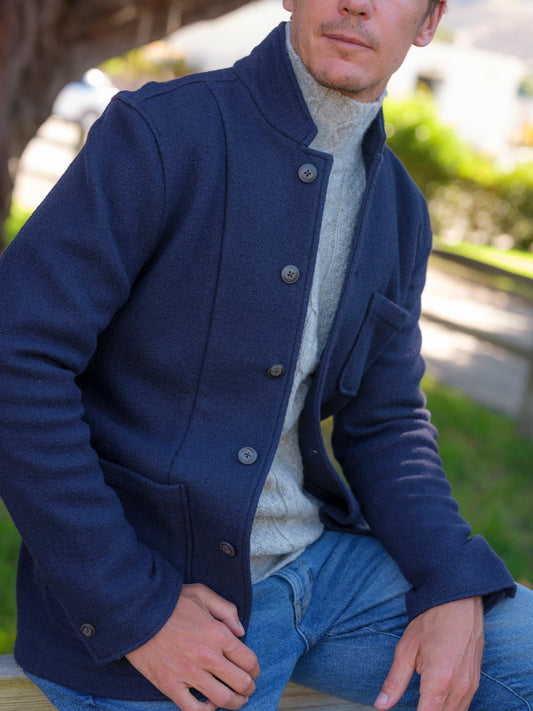 Blazer de lana tejida Burnham – Azul marino.
