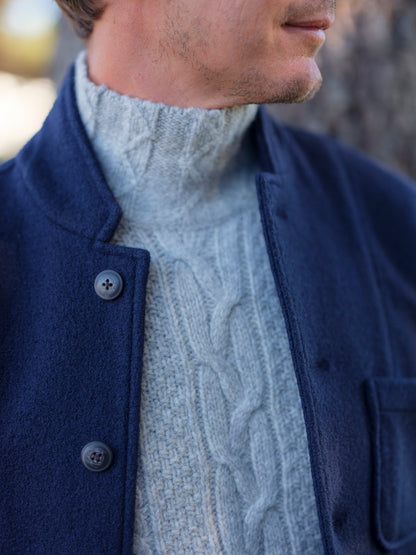 Blazer de lana tejida Burnham – Azul marino.