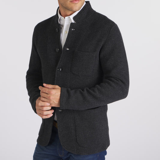 Nelson Jacquard Swacket – Gris carbón jaspeado.