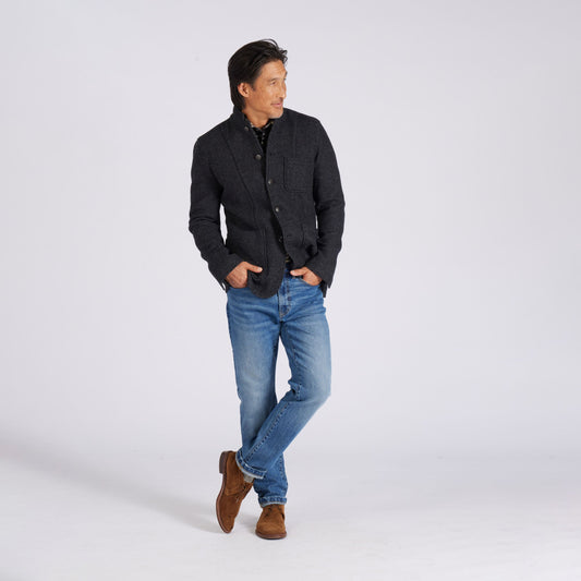 Blazer de lana tejida Burnham – Gris carbón.