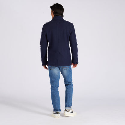 Blazer de lana tejida Burnham – Azul marino.
