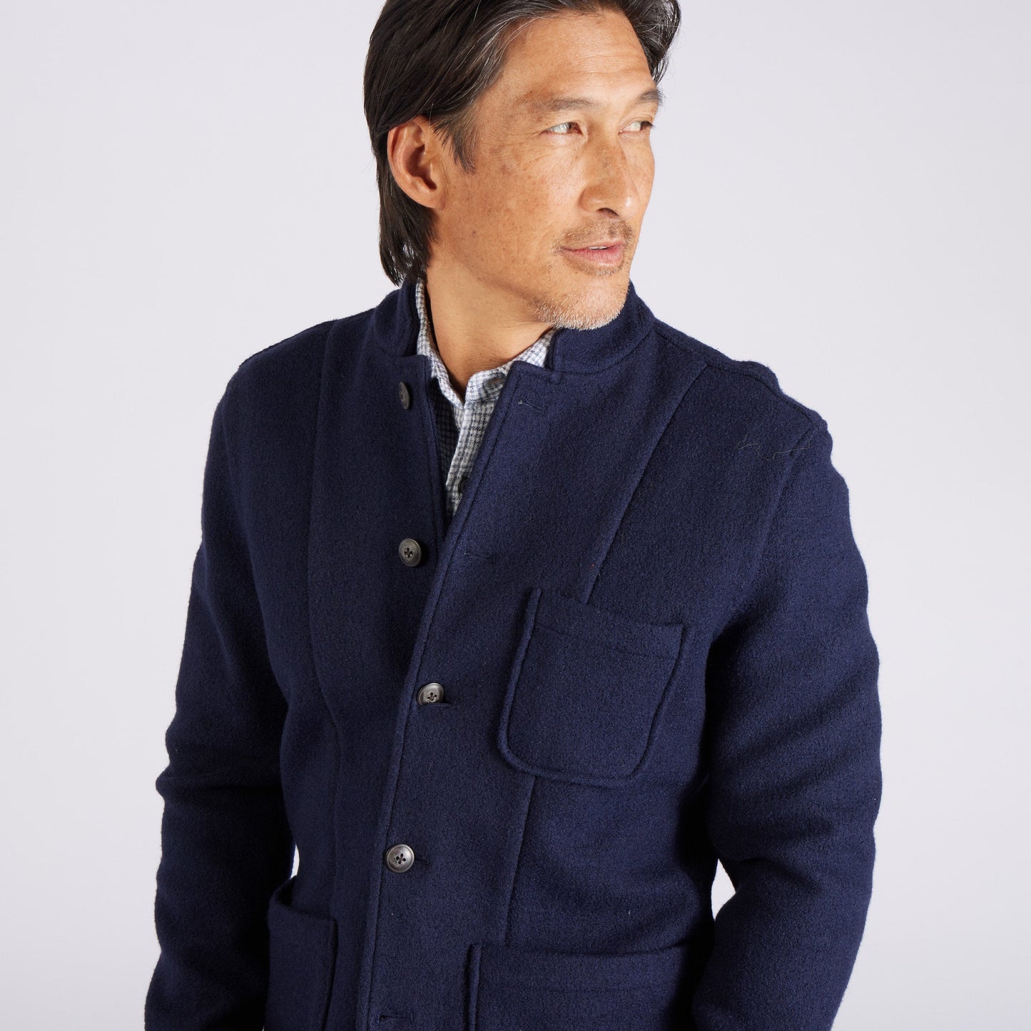Blazer de lana tejida Burnham – Azul marino.