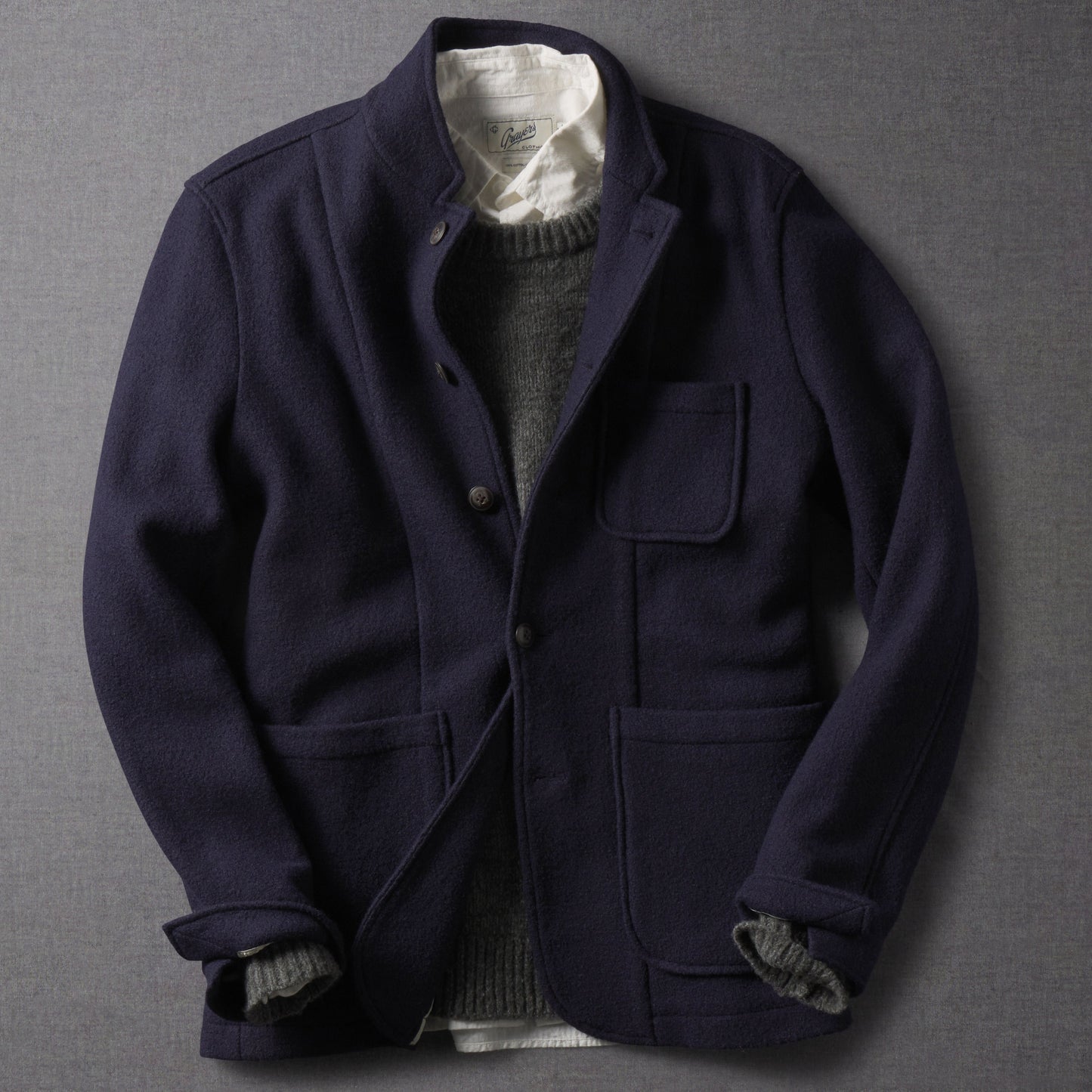 Blazer de lana tejida Burnham – Azul marino.