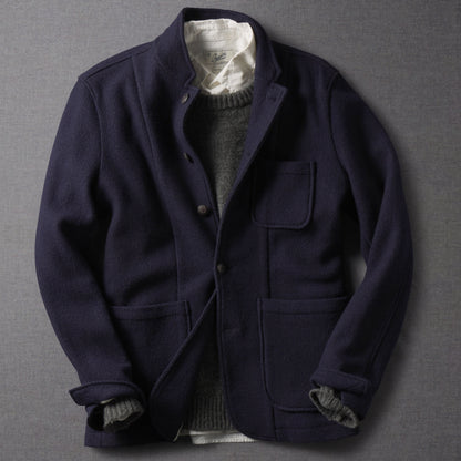 Blazer de lana tejida Burnham – Azul marino.