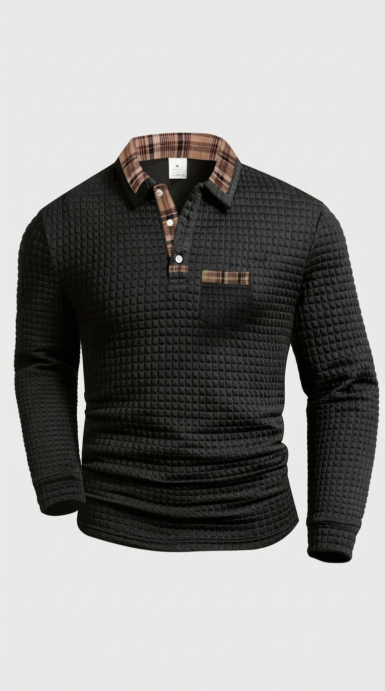 Polo Térmico Estructurado Premium – Cuello Cuadro Escocés