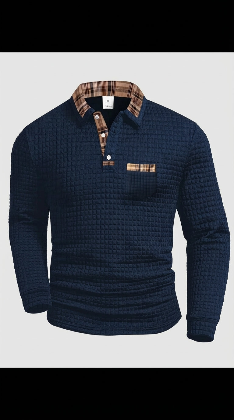 Polo Térmico Estructurado Premium – Cuello Cuadro Escocés