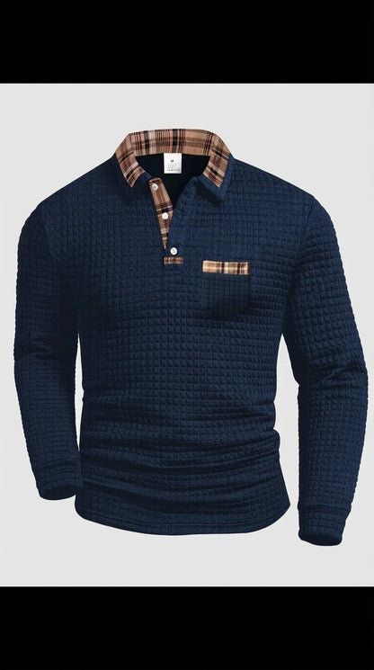 Polo Térmico Estructurado Premium – Cuello Cuadro Escocés