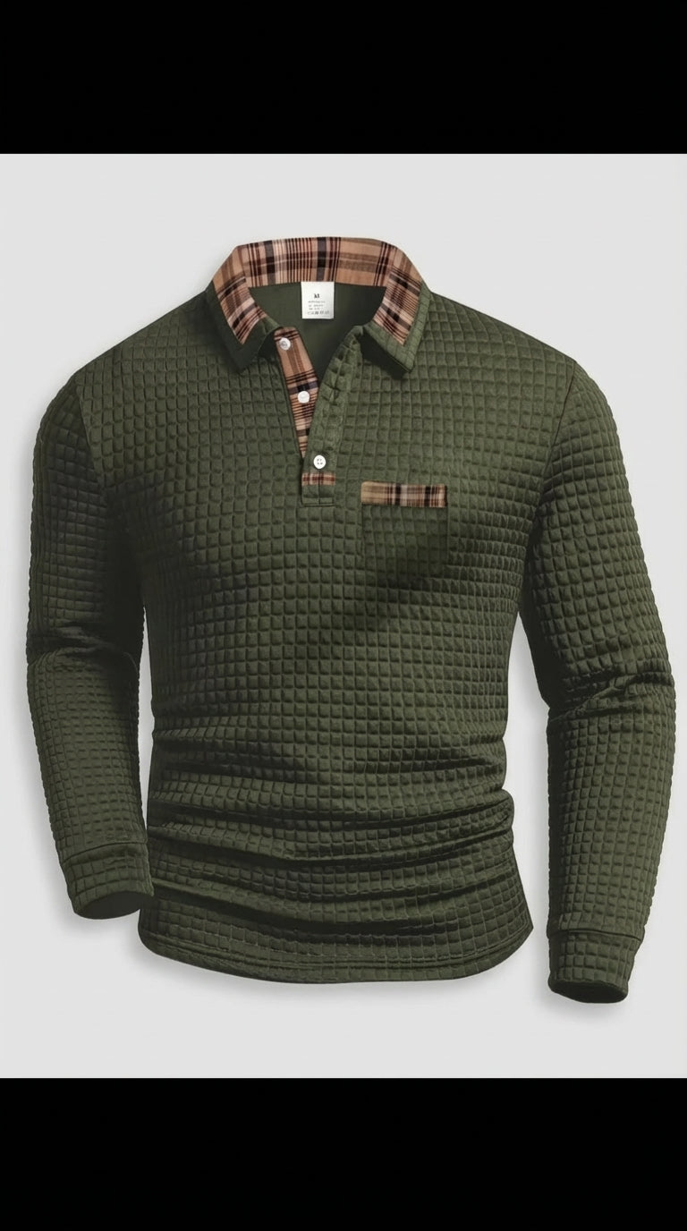 Polo Térmico Estructurado Premium – Cuello Cuadro Escocés