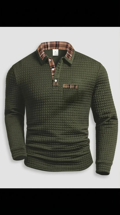 Polo Térmico Estructurado Premium – Cuello Cuadro Escocés