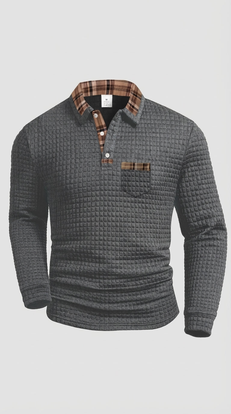 Polo Térmico Estructurado Premium – Cuello Cuadro Escocés