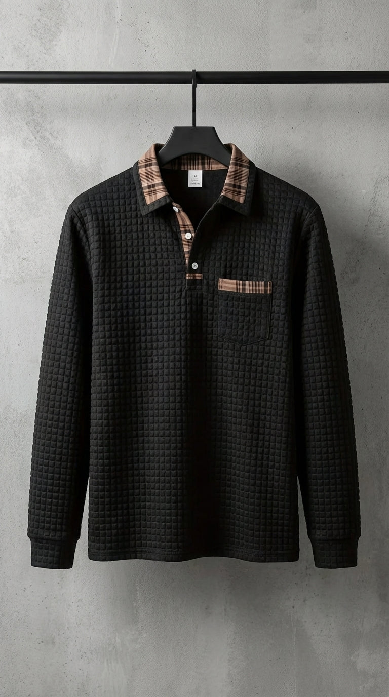 Polo Térmico Estructurado Premium – Cuello Cuadro Escocés