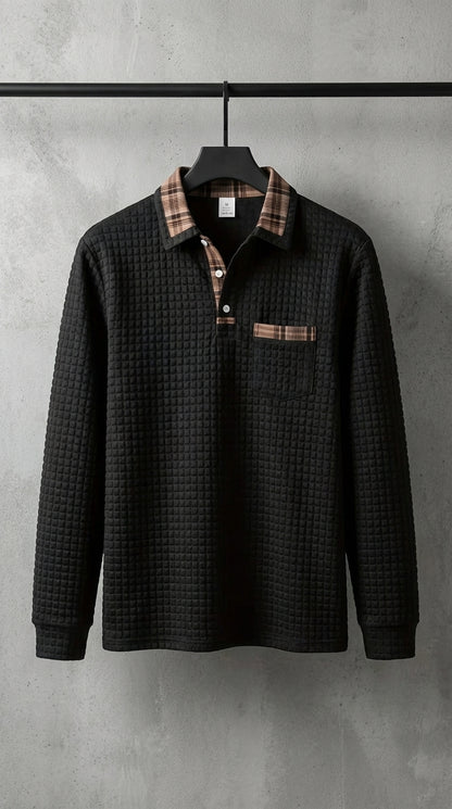 Polo Térmico Estructurado Premium – Cuello Cuadro Escocés