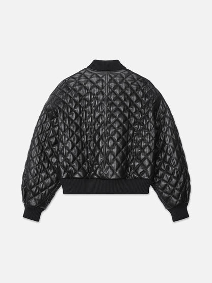 Bomber acolchada de cuero para mujer Ritz — Negro.