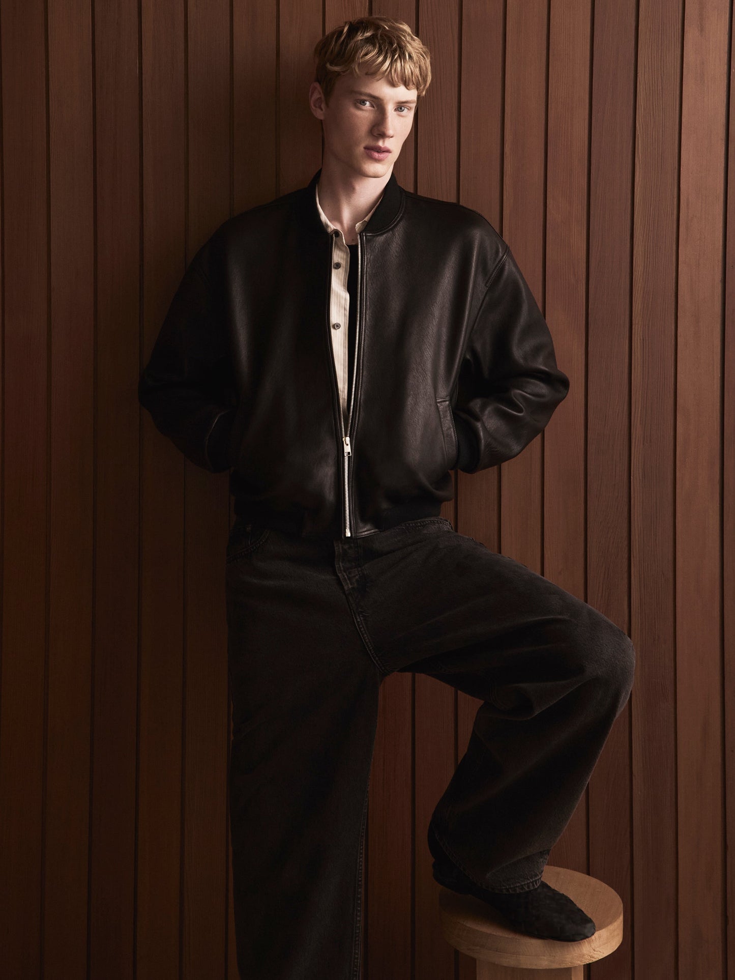 Bomber de cuero — Negro