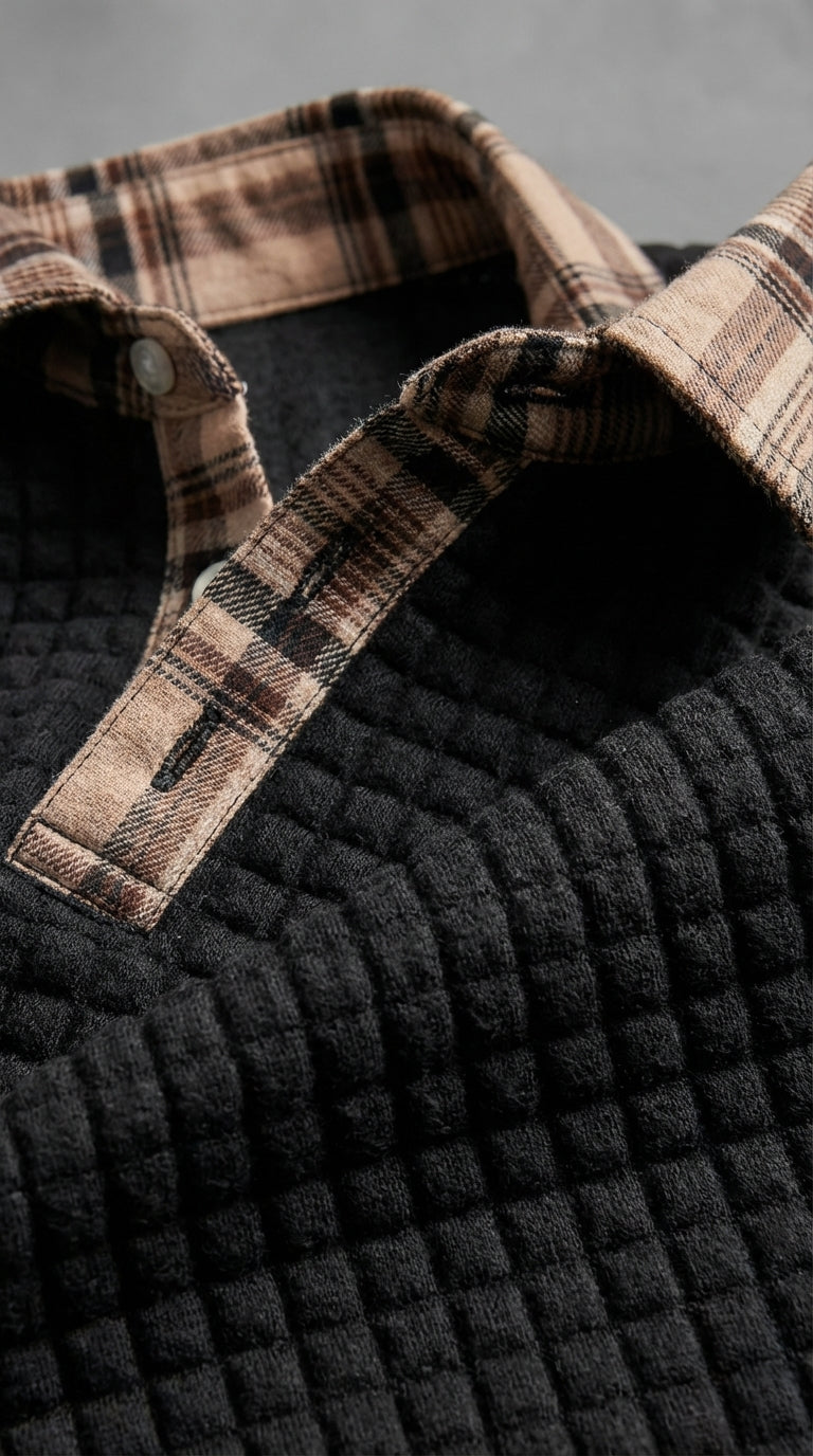 Polo Térmico Estructurado Premium – Cuello Cuadro Escocés