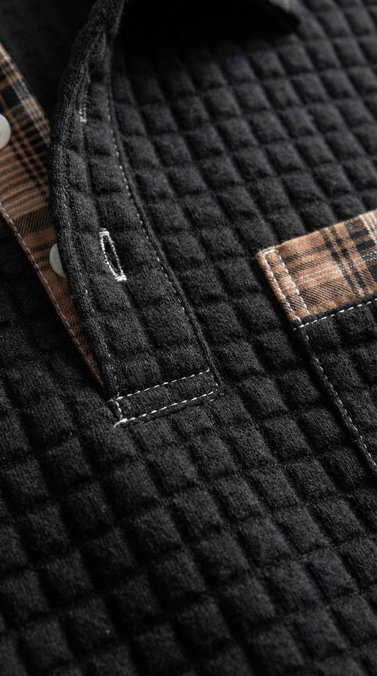 Polo Térmico Estructurado Premium – Cuello Cuadro Escocés