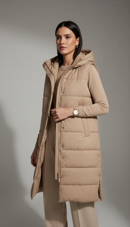 Chaleco Acolchado Largo con Capucha – Edición Invierno