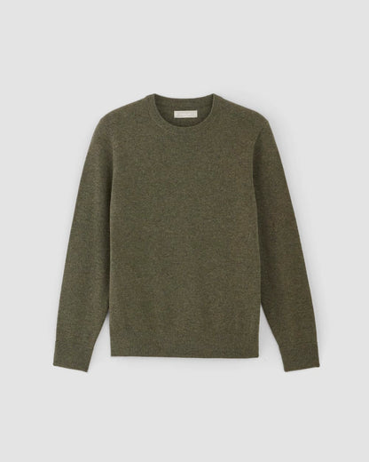 El jersey de cachemira de primera calidad | Verde militar jaspeado