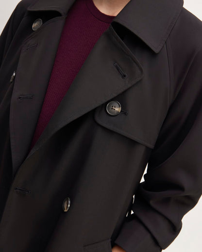 Gabardina moderna de lana italiana | Negro